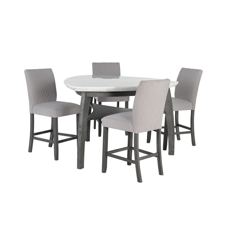 Jasmine - Bar Table With Arched Legs And Marble Top, Triangular Shape - Gray
