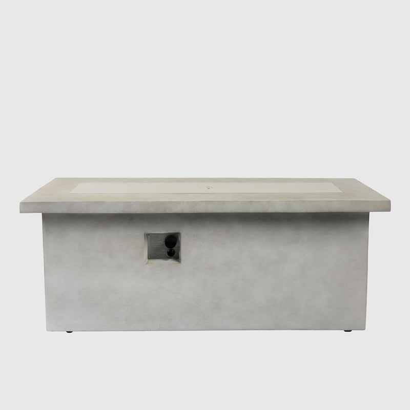 Concrete 60" Rectangular Propane Gas Fire Pit Table With 60000 Btu For Outdoor Spaces - Light Gray