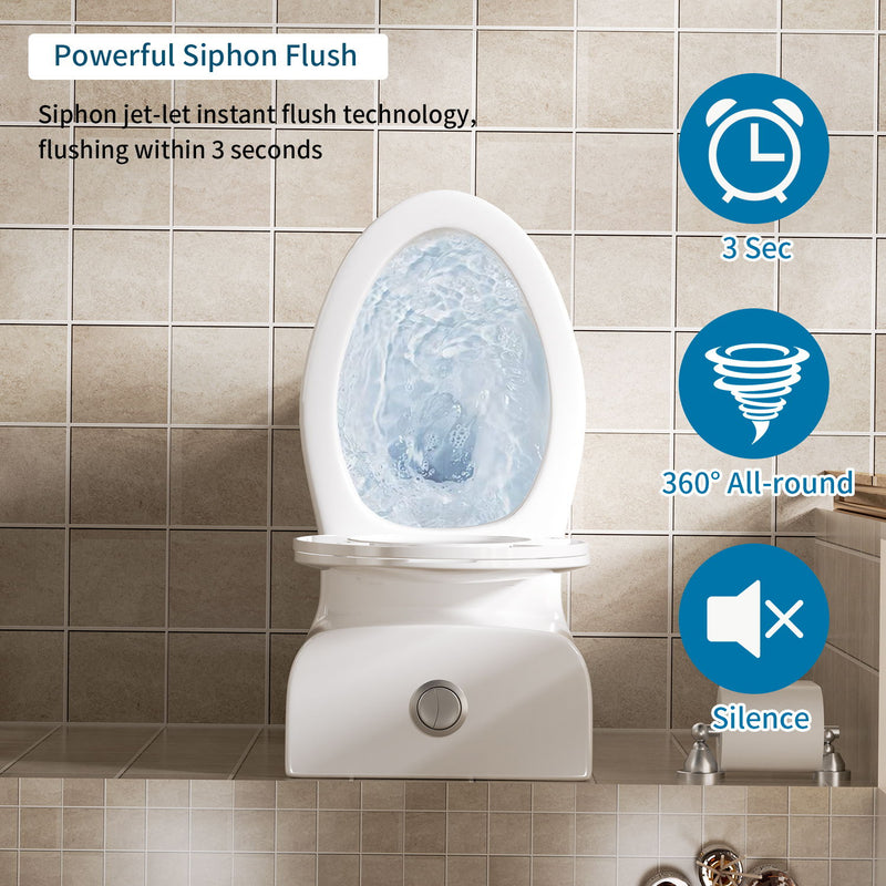 1 Piece Toilet With Tornado Flush, Soft Closing Seat