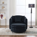 Oversized Velvet Swivel Barrel Accent Chair And Ottoman Set With Storage