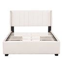 Full Size Upholstered Bed with 4 Drawers, Beige