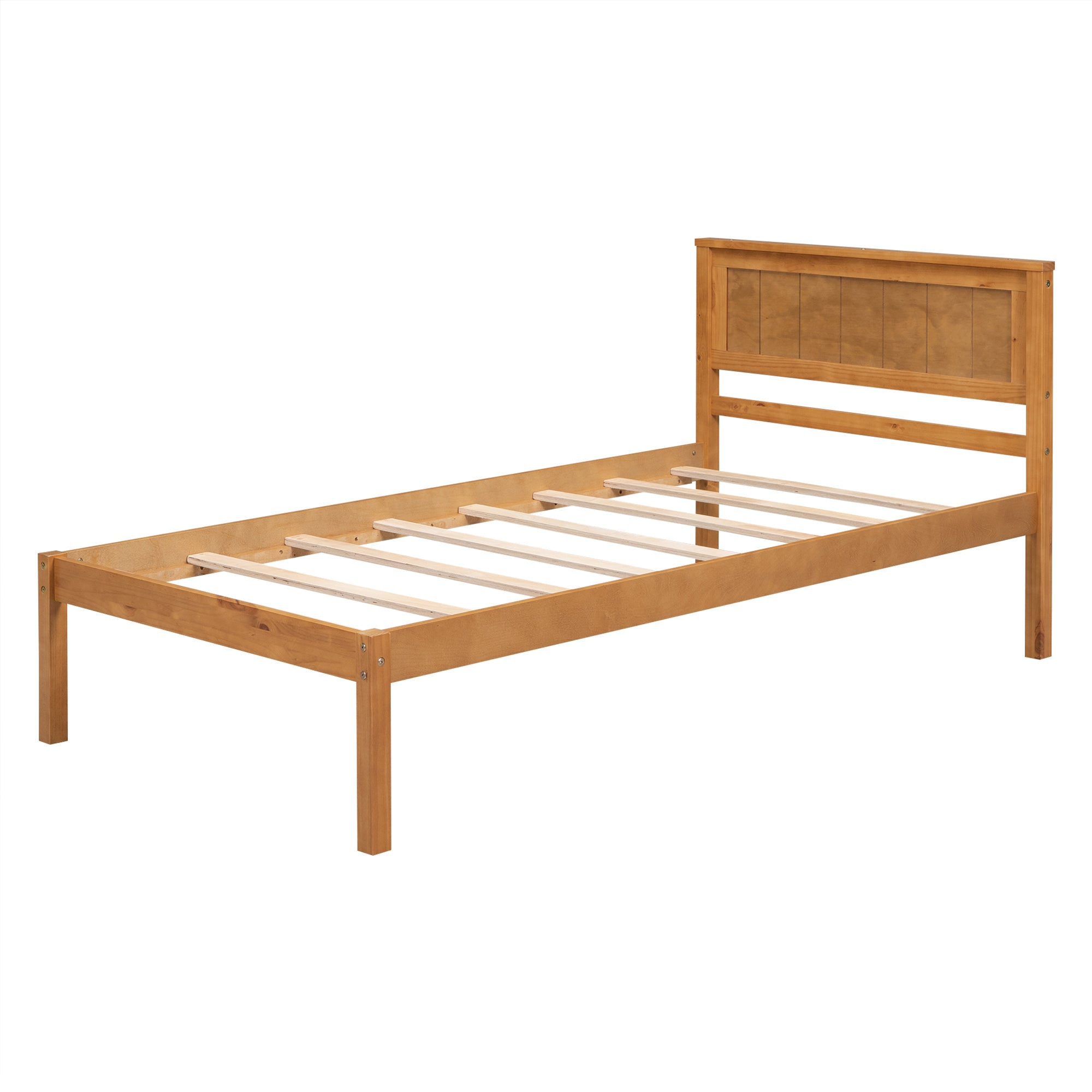 Platform Bed Frame with Headboard , Wood Slat Support , No Box Spring Needed ,Twin,Oak - Atlantic Fine Furniture Melbourne FL