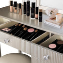 Mirrored Makeup Vanity Table Set With Adjustable Lighting And Storage
