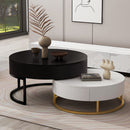 Modern Round Lift-Top Nesting Coffee Tables With 2 Drawers