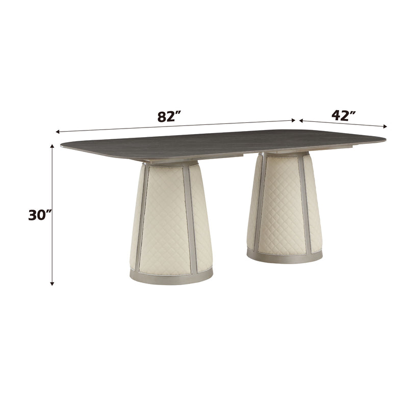 Kasa - Sintered Stone Top Dining Table - Stone Gray / Champagne