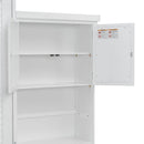 Queen Size Murphy Bed With Louvered Design And Multiple Storage Shelves - White