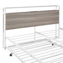 Platform Bed Frame With Trundle, USB Ports And Slat Support, No Box Spring Needed