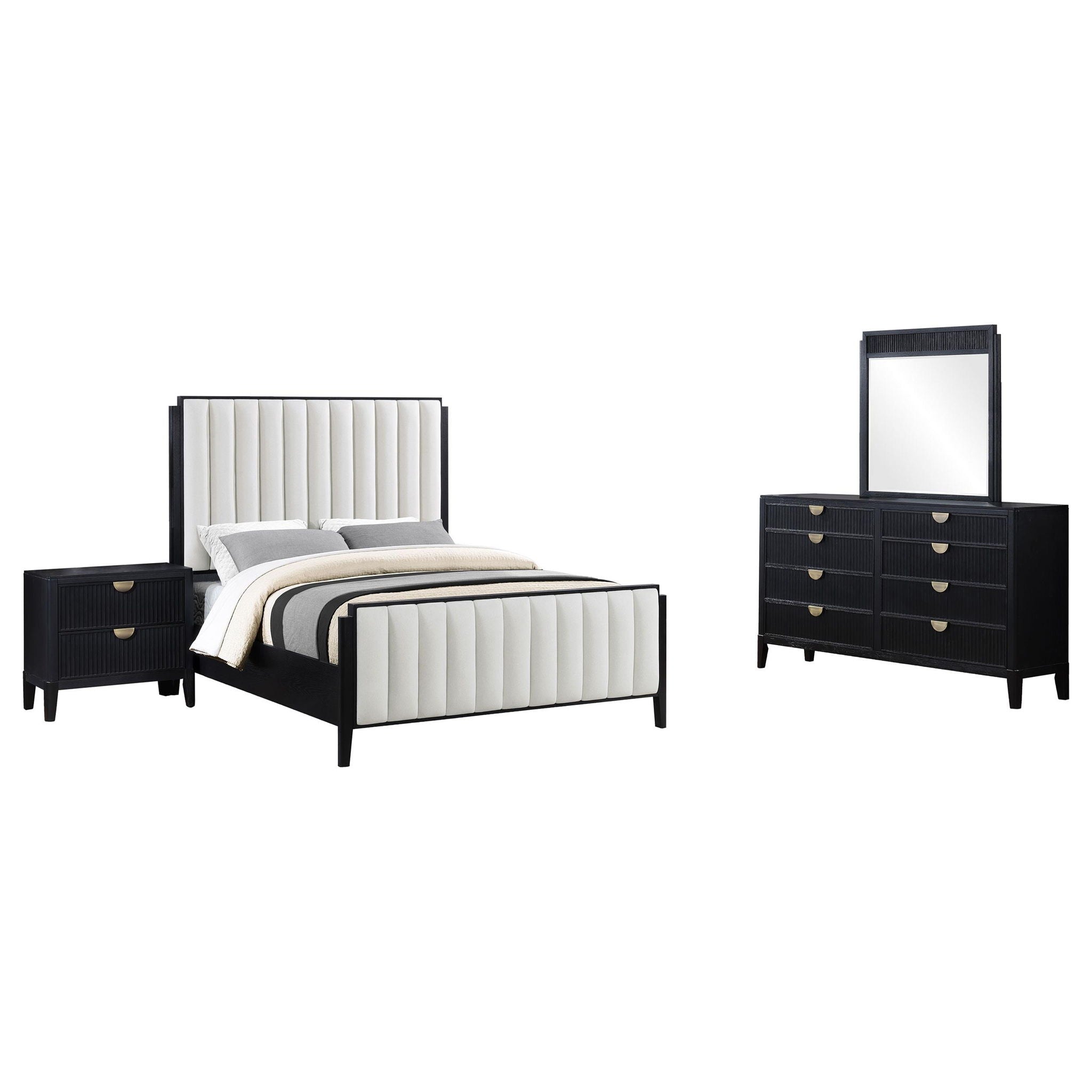 Brookmead 4-piece Upholstered Queen Bedroom Set Black