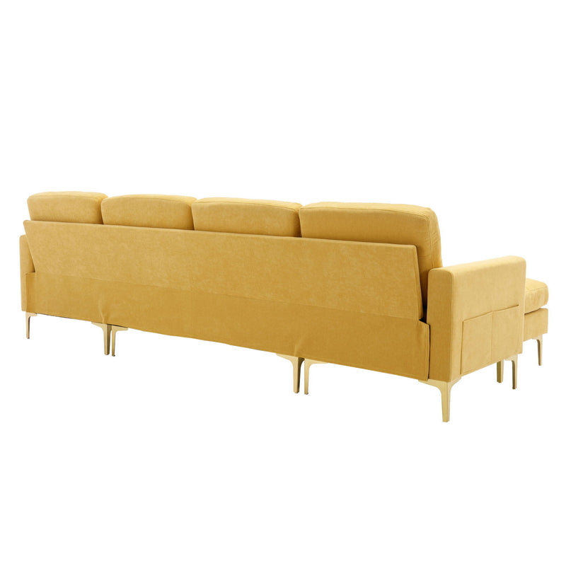 L-Shape Convertible Sectional Sofa Couch With Movable Ottoman For Living Room