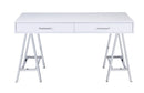 Coleen - Writing Desk With USB - White High Gloss & Chrome