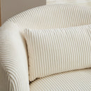 Wide Upholstered Corduroy 360° Swivel Barrel Soft Chair With Pillow