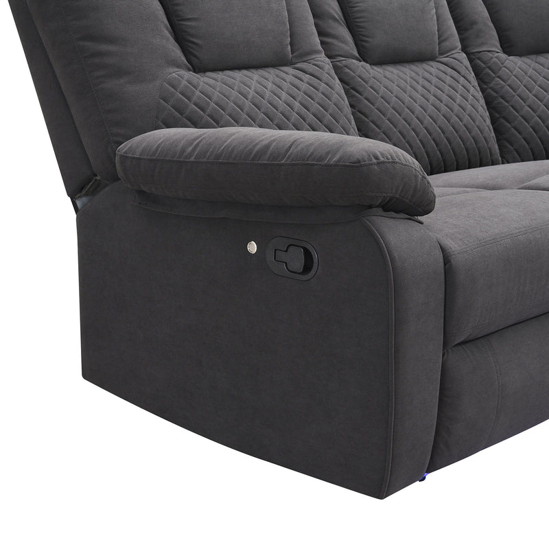 Home Theater Seating Modern Manual Recliner Sofa Chairs With Storage Box And Two Cup Holders For Living Room - Black Gray