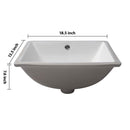 European Style White Ceramic Rectangular Undermount Bathroom Sink With Overflow