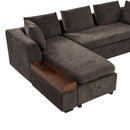 Modern L Shaped Sectional Sofa With Chenille Upholstery And Wooden Storage