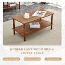 Modern 2 Tier Coffee Table With Open Storage Shelf For Living Room