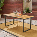 Outdoor Dining Table With U Shape Legs And Slat Top Table - Teak