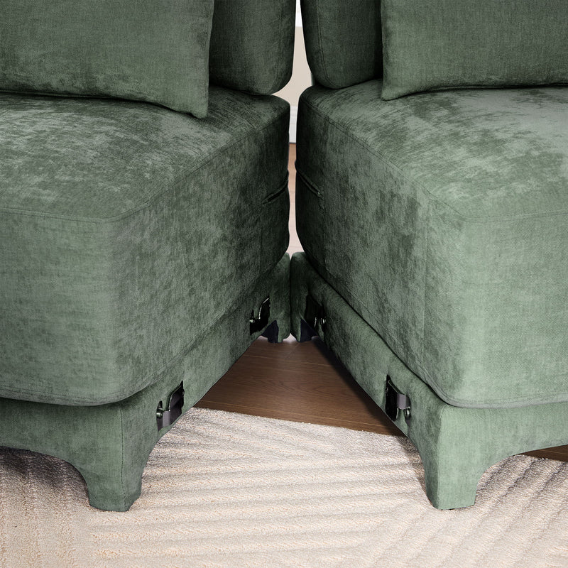 Stylish Sofa With Ottoman And Lumbar Pillows, Ergonomic Design