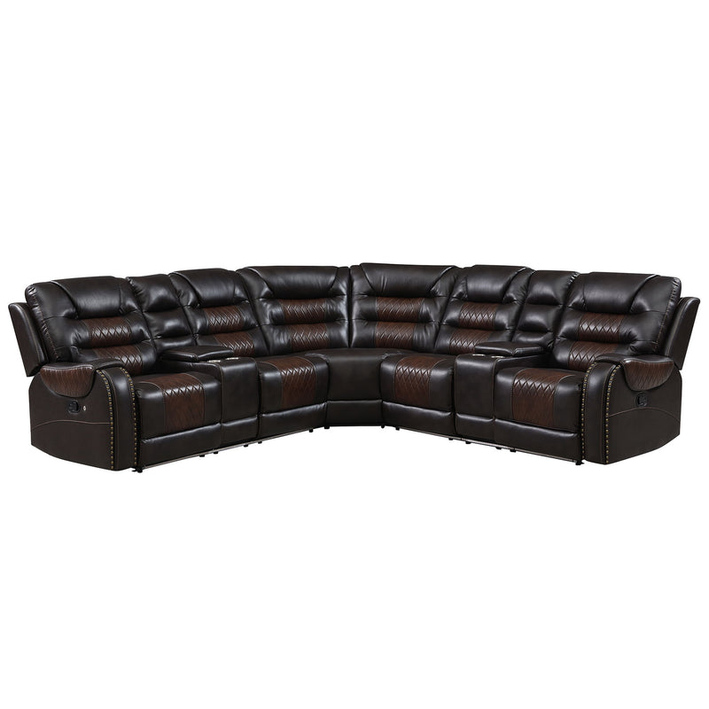 Manual Reclining Sectional Sofa Set, L Shaped Symmetrical Motion Sofa Corner Couch Sets With Storage Boxes, 4 Cup Holders And LED Light Strip For Living Room