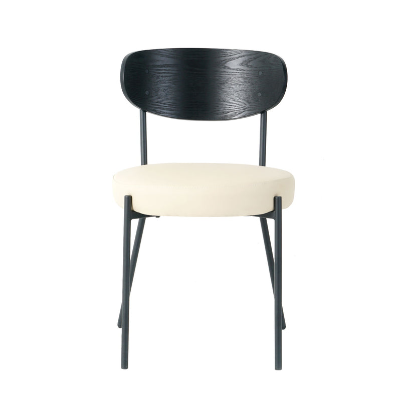 Modern Bentwood Dining Chair, Metal Legs, Ash Veneer Back, (Set of 2) - Cream