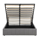 Full size Upholstered Platform bed with a Hydraulic Storage System - Gray