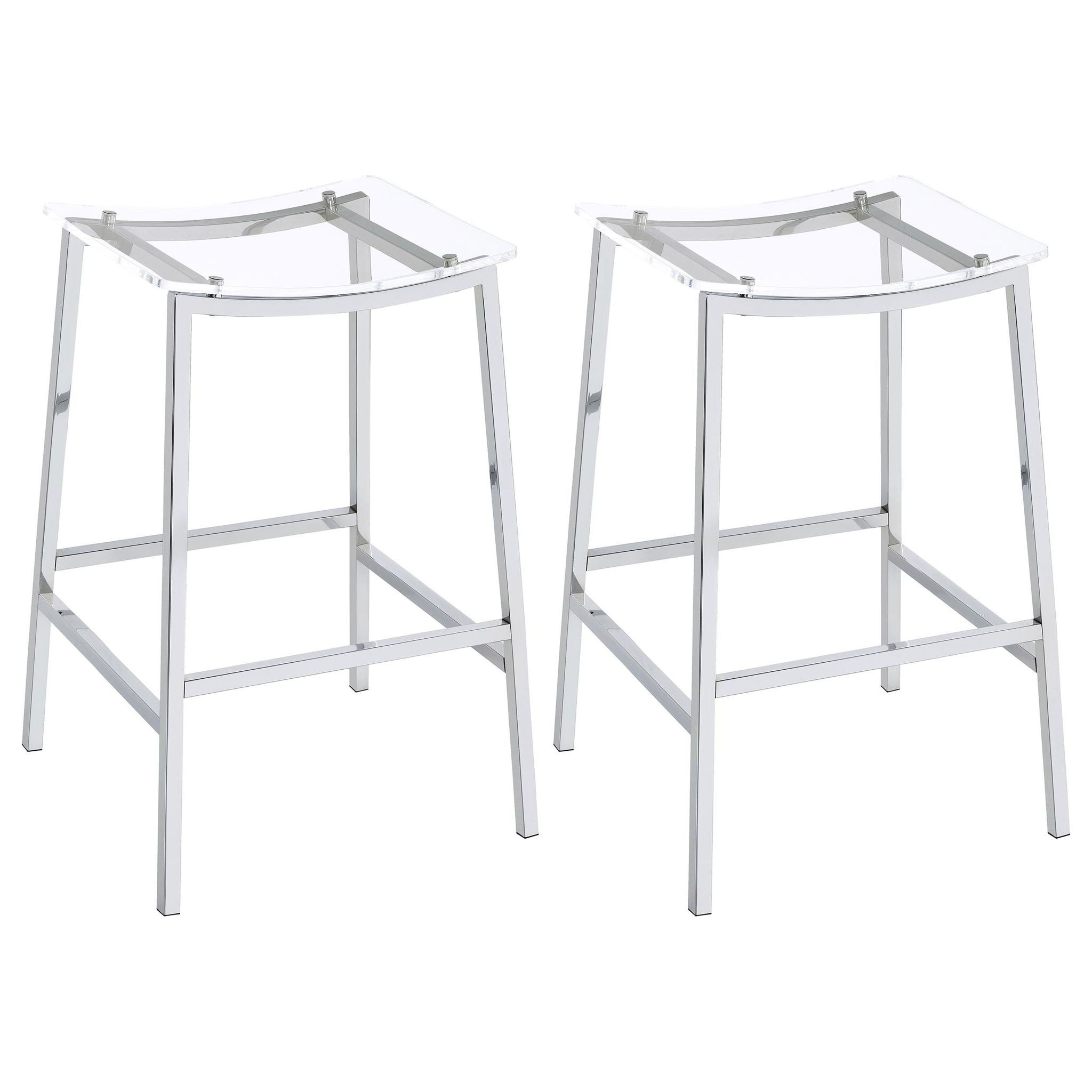 Jovani Acrylic Backless Bar Stool Chrome (Set of 2) - Atlantic Fine Furniture Melbourne FL