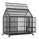 Heavy Duty Dog Cage Pet Crate With Roof & Window On Roof - Black