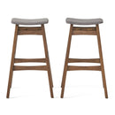 Mid Century Modern Bar Stool Set With Upholstered Seating
