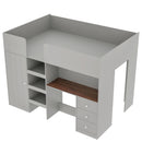 Loft Bed With Built In Wardrobe, Desk, Shelves, And Drawers