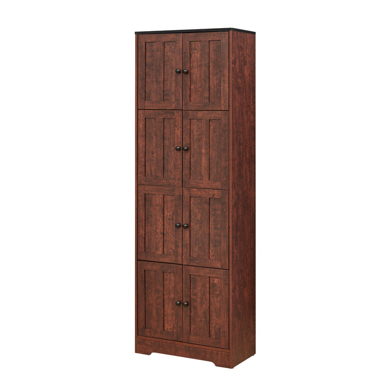 Tall Storage Cabinet With 8 Doors And 4 Shelves, Wall Storage Cabinet For Living Room, Kitchen, Office, Bedroom, Bathroom