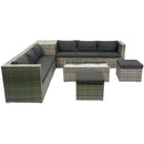 8 Piece Patio Sectional Wicker Rattan Outdoor Furniture Sof Set With One Storage Box Under Seat And Cushion Box - Gray / Black