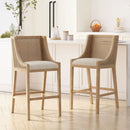 Celestiality - Upholstered Barstool With Cane Webbing Backrest (Set of 2)