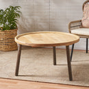 Round Coffee Table With Tray Edge Design - Natural / Black