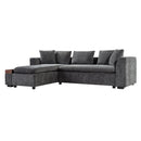 Modern L Shaped Sectional Sofa With Chenille Upholstery And Wooden Storage