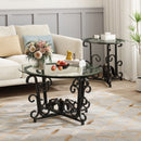 3 Piece Coffee Table Set With Tempered Glass Surface - Black