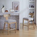 Upholstered Counter Height Bar Stools With Solid Rubber Wood Frame (Set of 2)