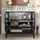 Bathroom Vanity With Ceramic Sink, Adjustable & Open Shelf