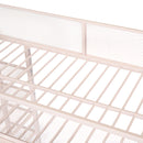 Twin Size Metal Loft Bed with 4-Tier Shelves and Storage, Pink