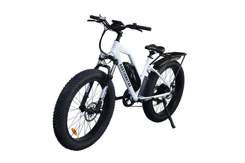26" 750W Camouflage Electric Bike Fat Tire P7 48V 12.5Ah Removable Lithium Battery For Adults With Detachable Rear Rack Fender S07 - G - White