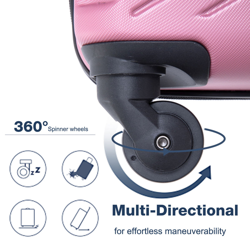 3 Piece Luggage Sets Lightweight Suitcase With Two Hooks, Spinner Wheels, Tsa Lock, Durable Hard Shell