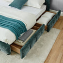 Modern Platform Bed Frame With Thick Chenille Fabric