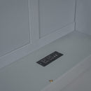 Full Size House Bed with Window and Bedside Drawers, Platform Bed with Shelves and a set of Sockets and USB Port, Gray