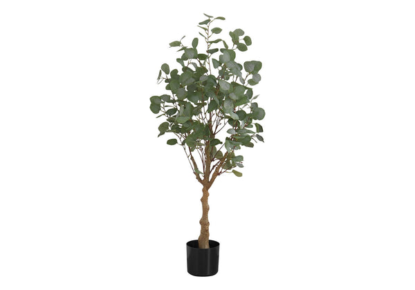 Artificial Plant, 46" Tall, Eucalyptus Tree, Indoor, Faux, Fake, Floor, Greenery, Potted, Decorative - Green / Black