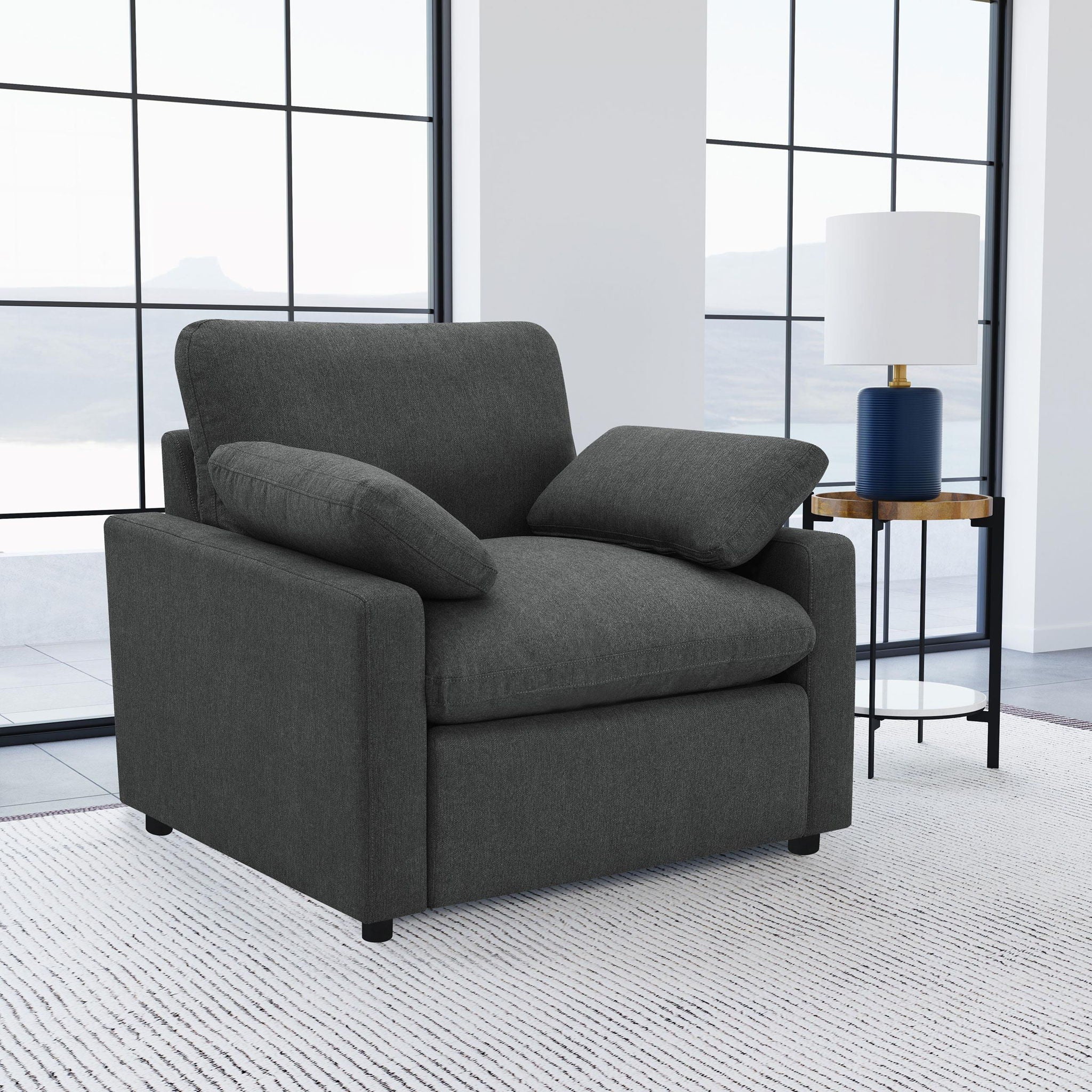 Collins Upholstered Power Recliner Chair Dark Grey