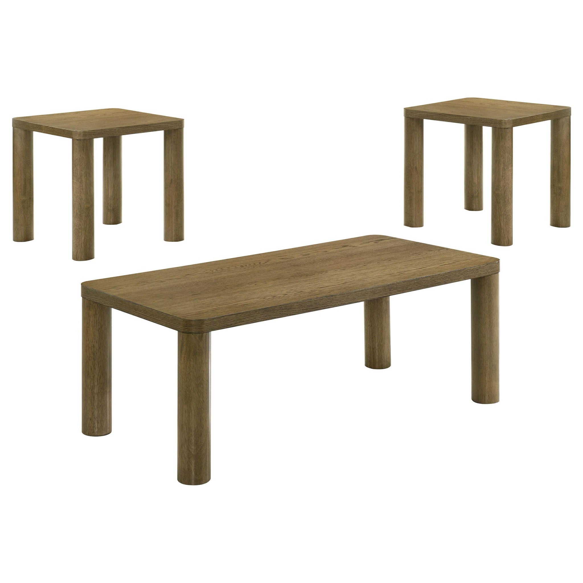 Castlewood 3-piece Cocktail Coffee Table Set Brown Oak - Atlantic Fine Furniture Melbourne FL