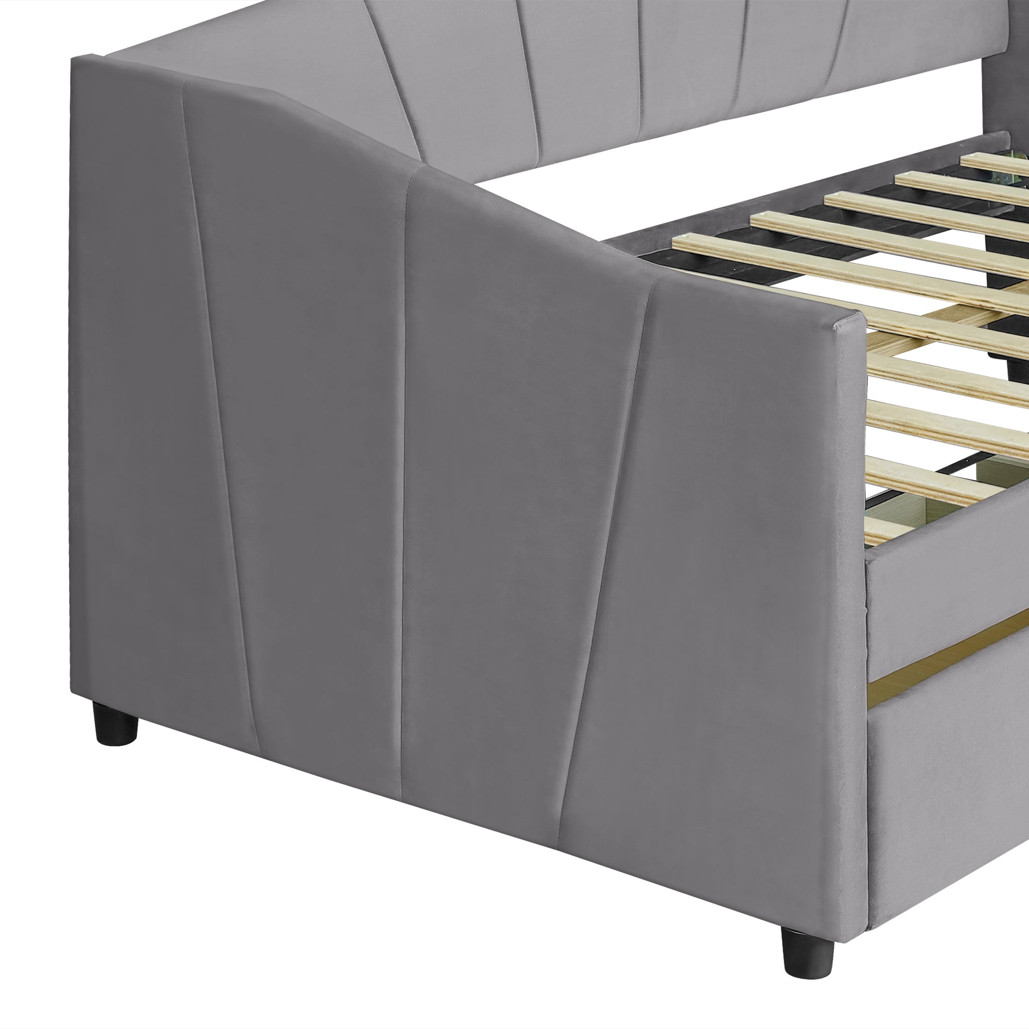 Upholstered daybed Twin Size with Two Drawers and Wood Slat  ,Gray - Atlantic Fine Furniture Melbourne FL