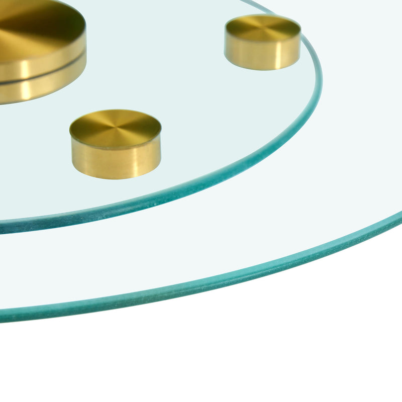 Double Layer Rotatable Round Glass Plate - Gold / Transparent