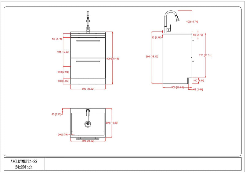 Metro - Laundry Cabinet & Faucet And Stainless Steel Sink