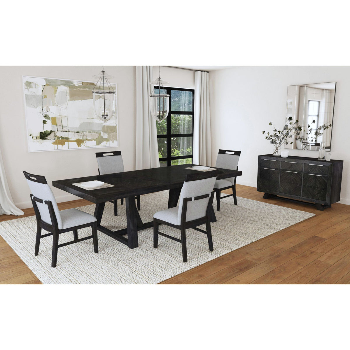 Transcend Dining Side Chair With Fabric (Set of 2) in Charcoal And Light Gray by Elements International, view 5