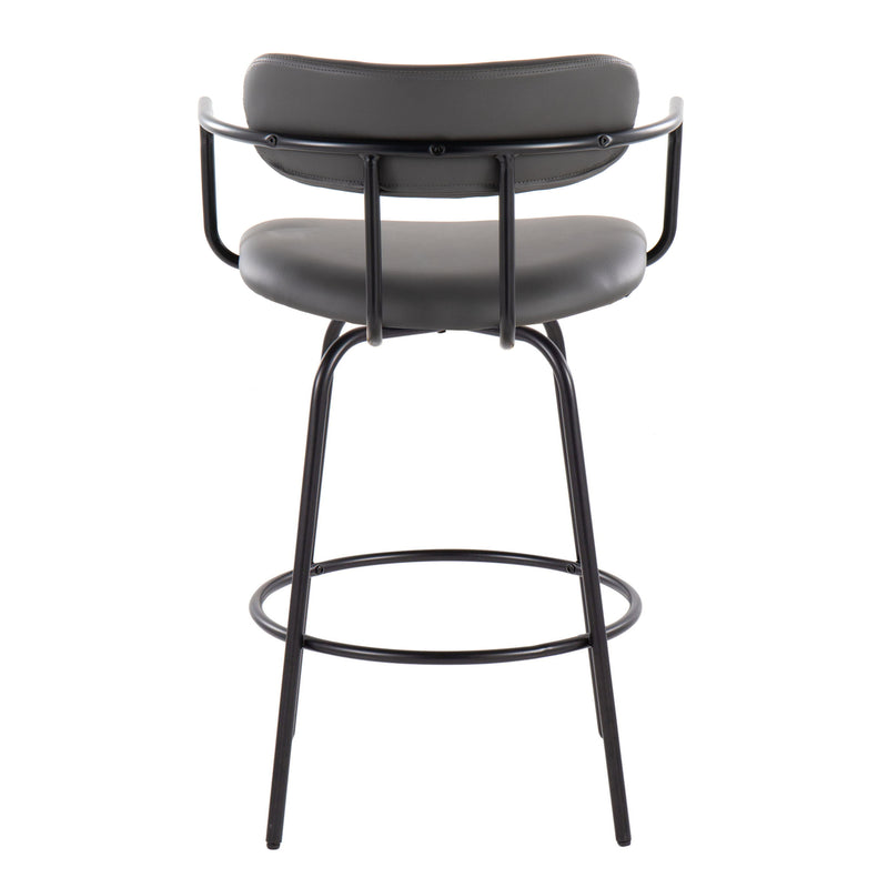 Demi - Contemporary Fixed Height Counter Stool With Swivel With Round Footrest (Set of 2)