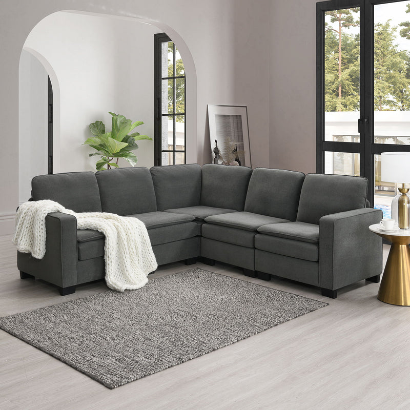 Oversized Velvet Modern Sectional Sofa, Large L Shaped Upholstered Indoor Furniture With Double Cushions, 5 Seat Cloud Corner Couch For Living Room, Apartment, Office